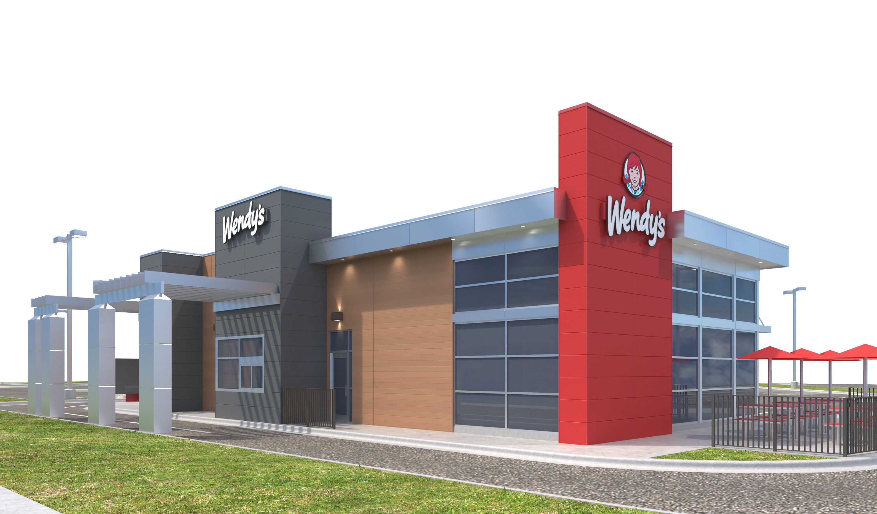 Retail-046 Wendys-003 With Site 3D model_5