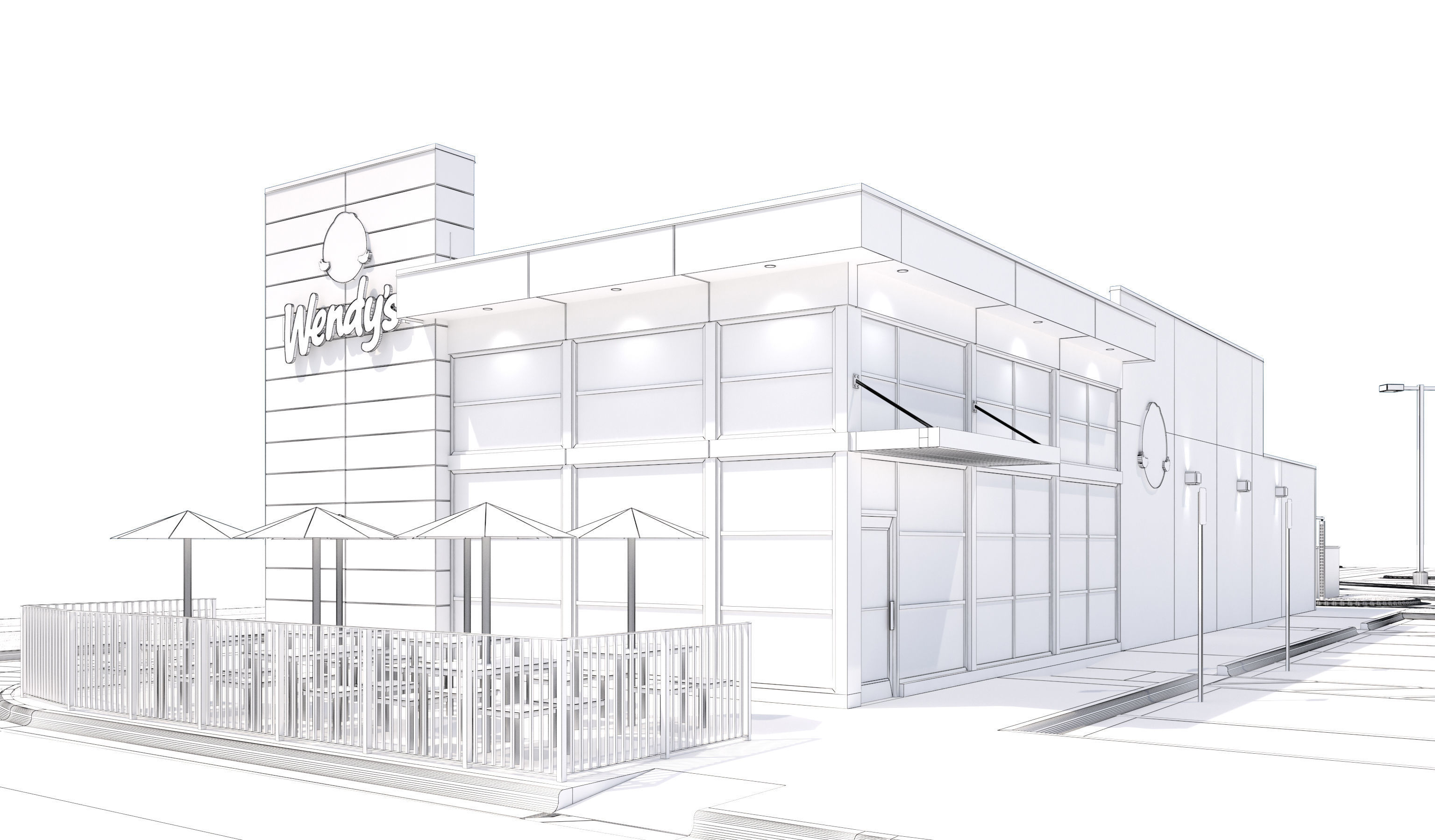 Retail-046 Wendys-003 With Site 3D model_21