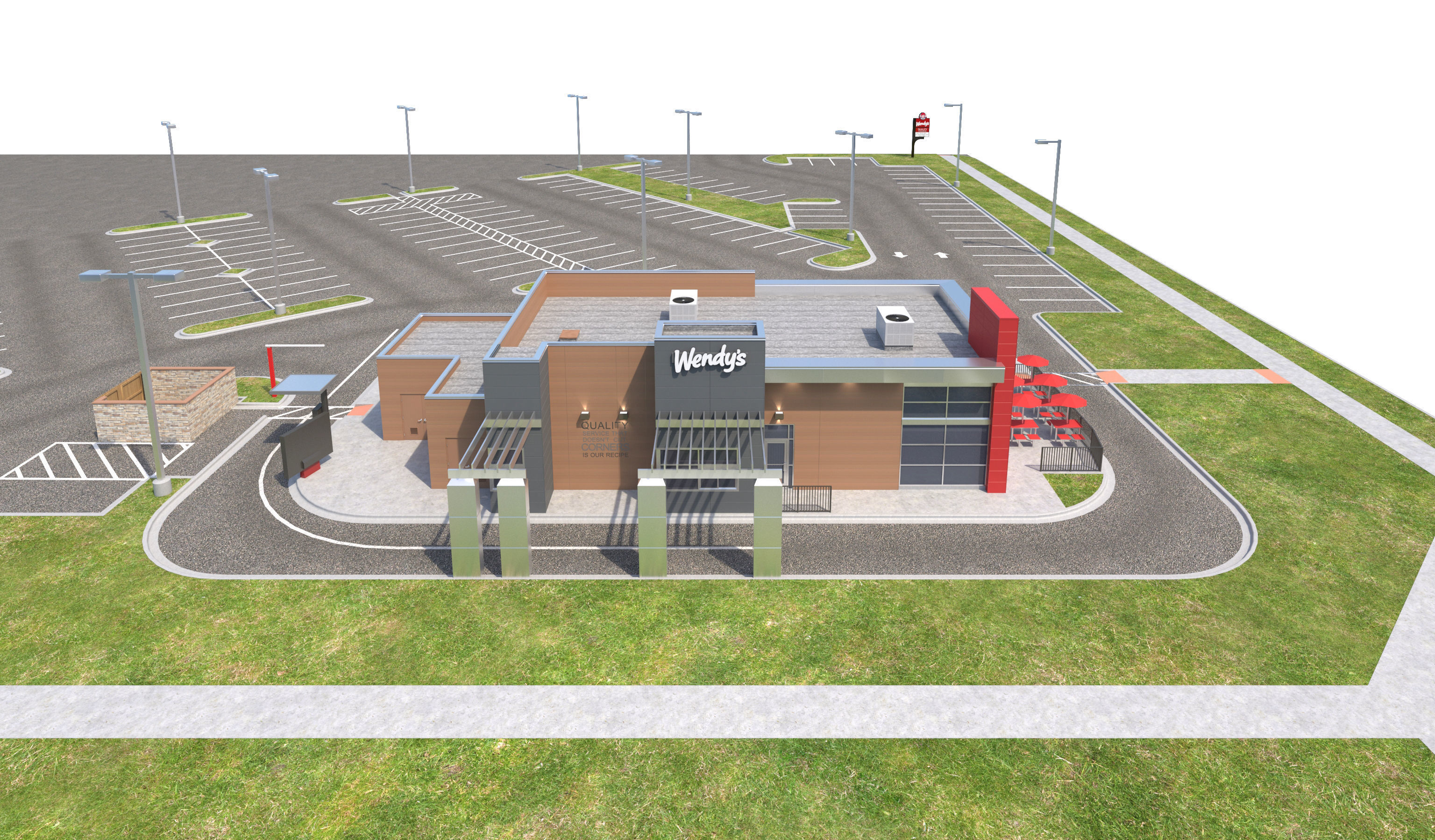 Retail-046 Wendys-003 With Site 3D model_15