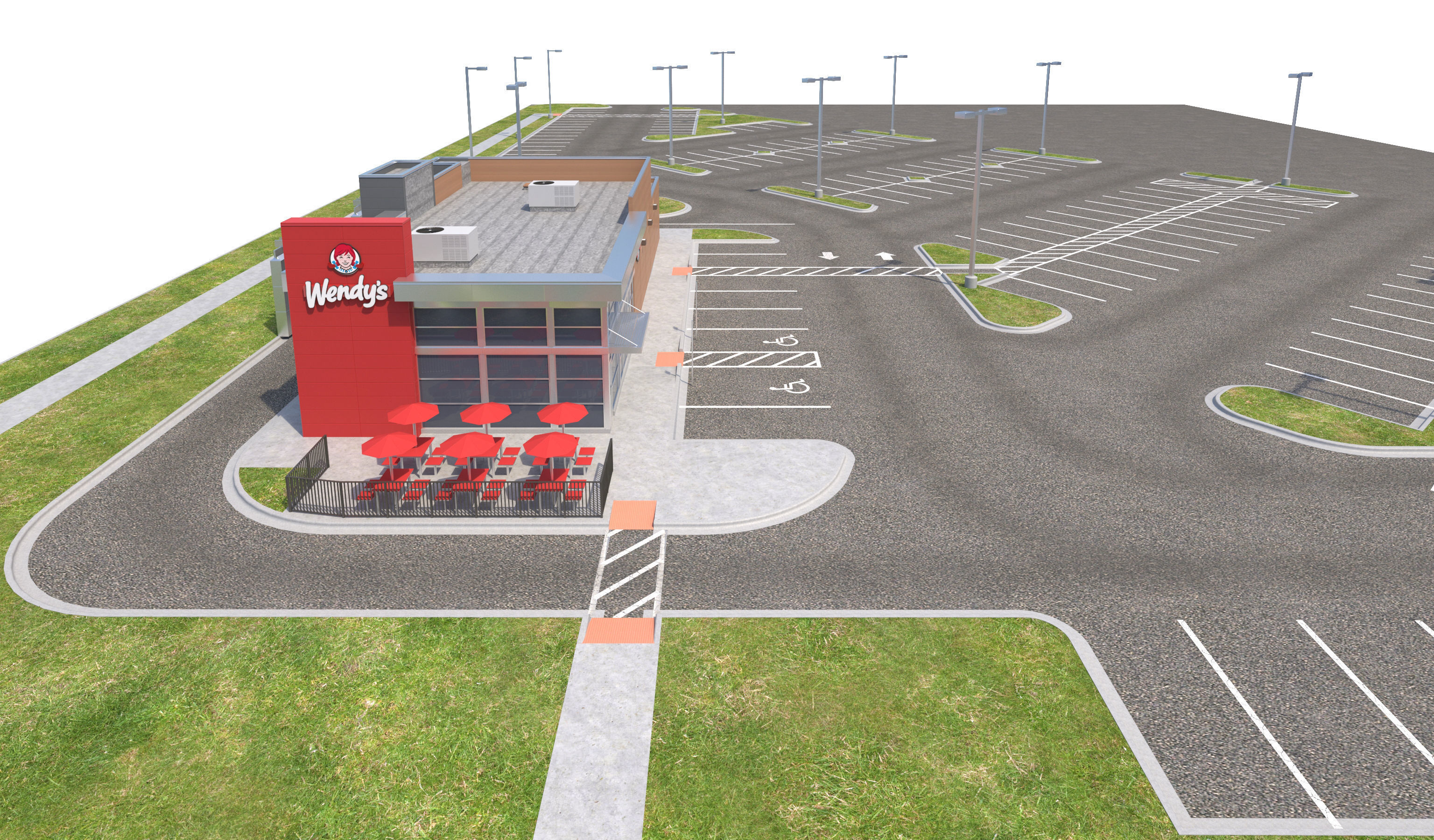 Retail-046 Wendys-003 With Site 3D model_13