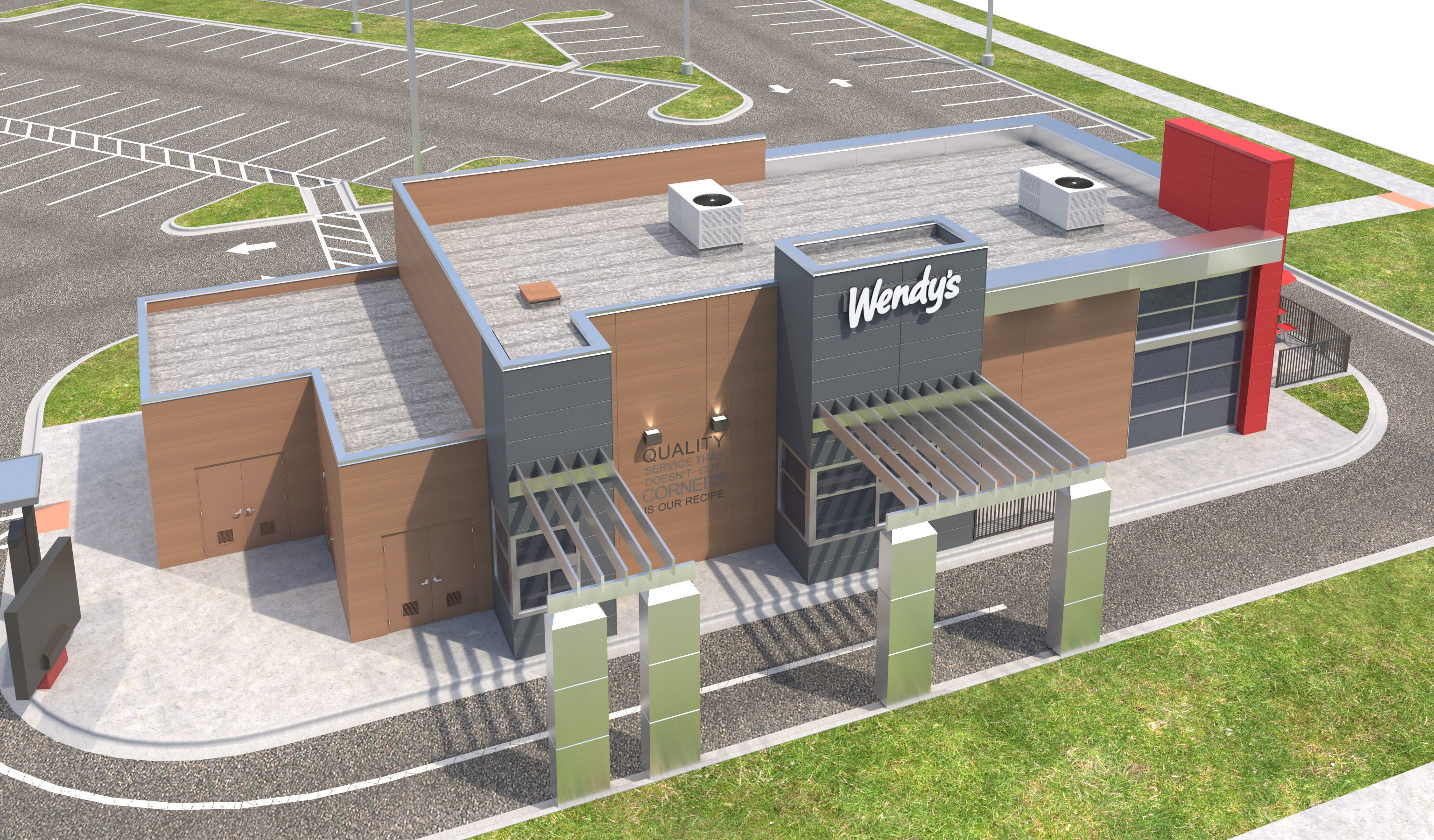 Retail-046 Wendys-003 With Site 3D model_10