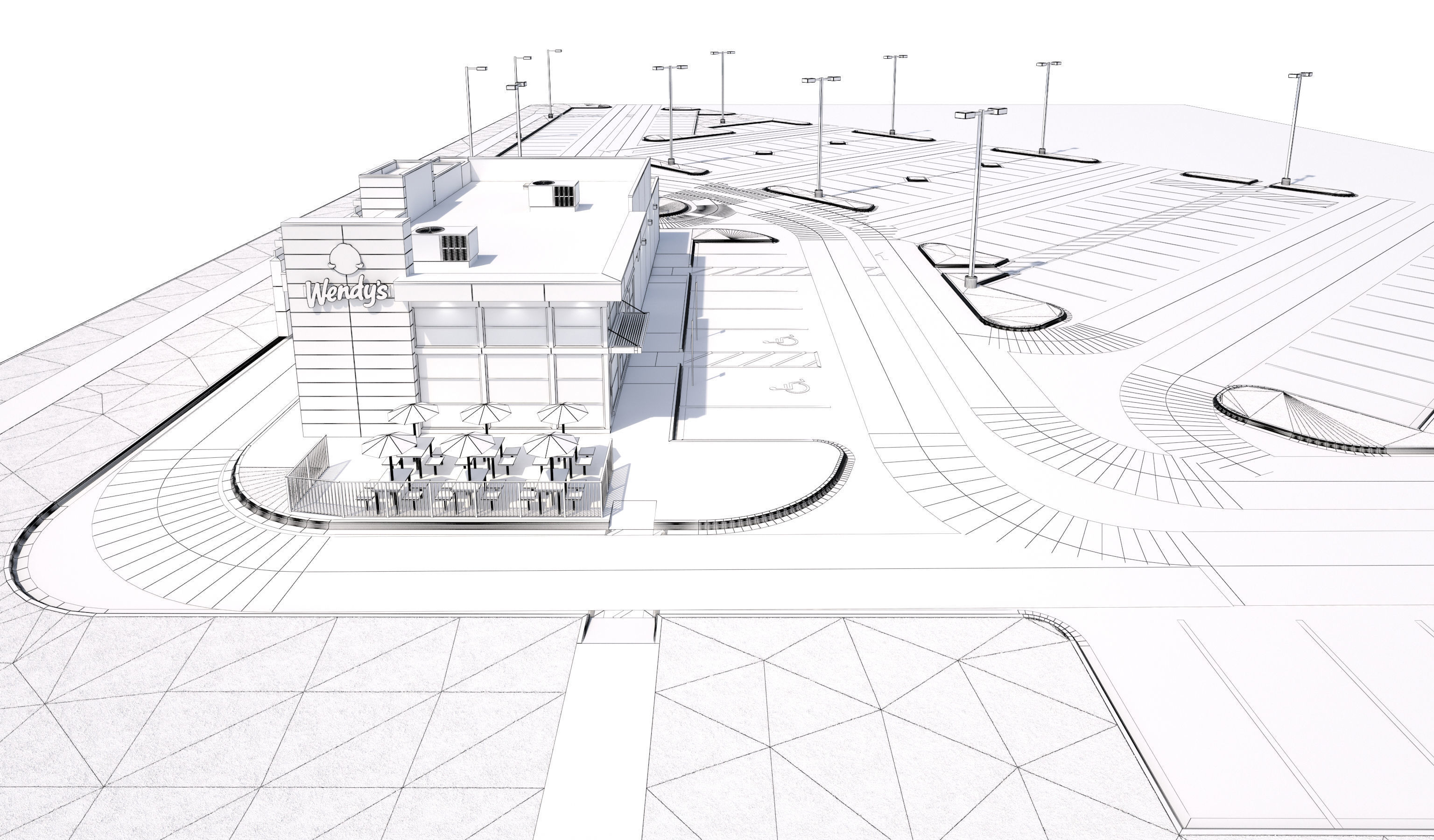 Retail-046 Wendys-003 With Site 3D model_28