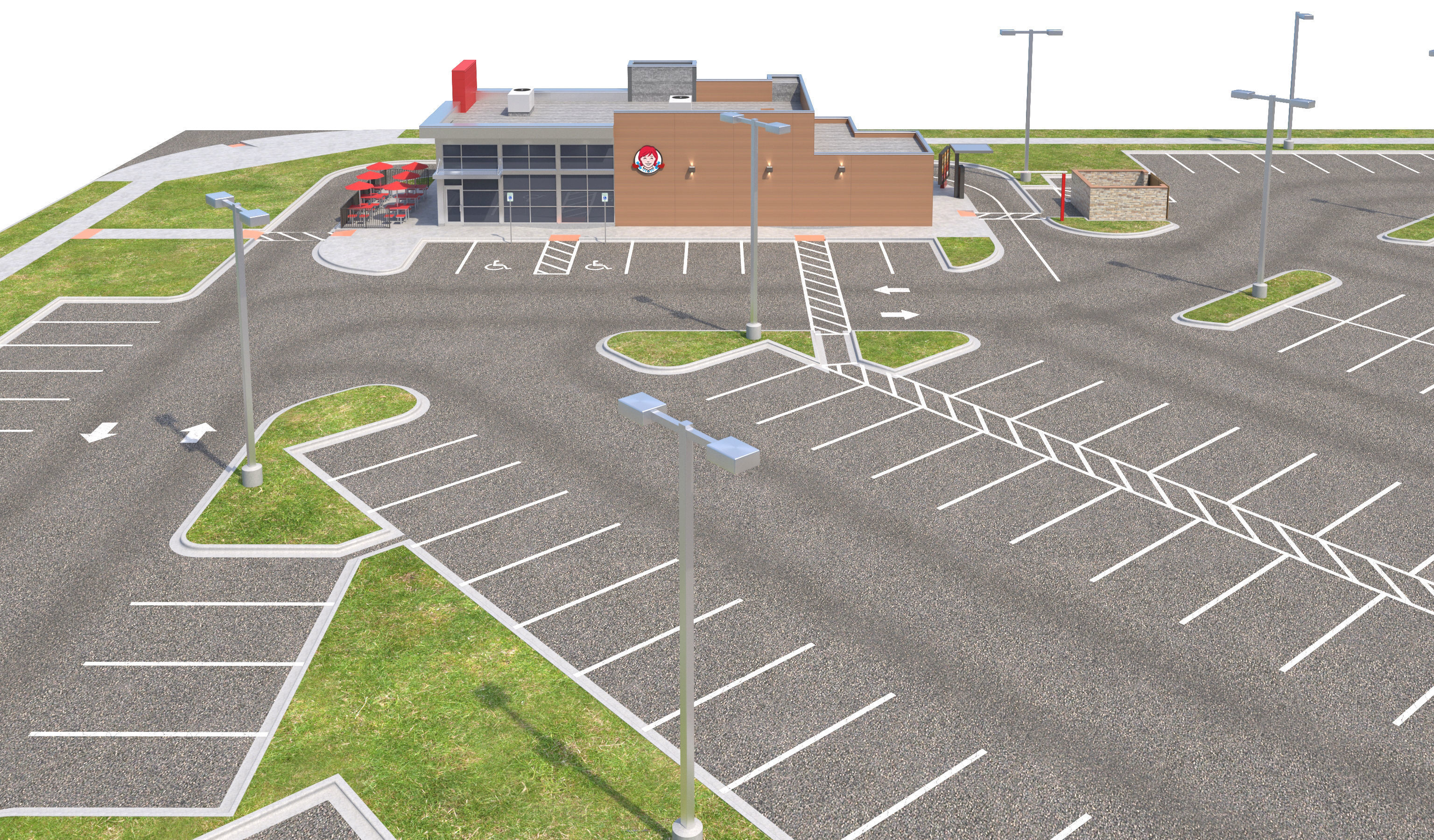 Retail-046 Wendys-003 With Site 3D model_14