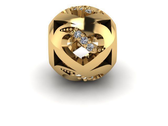 rotating hearts with stone charm ball  3D print model
