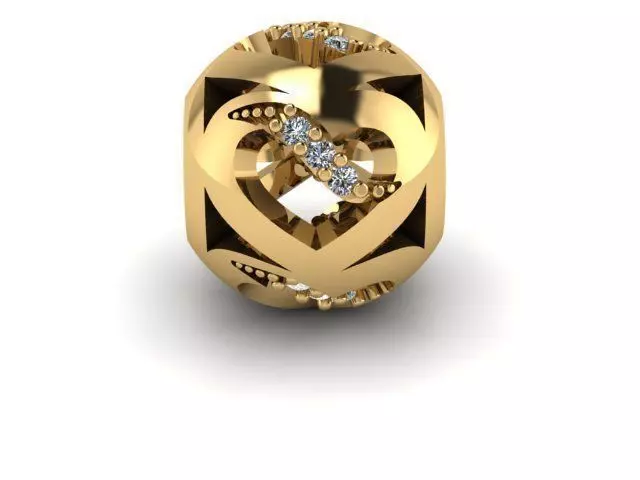 rotating hearts with stone charm ball  3D print model_0