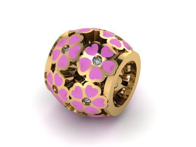 painted heart flowers charm ball  3D print model