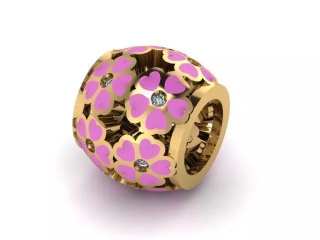 painted heart flowers charm ball 3D print model