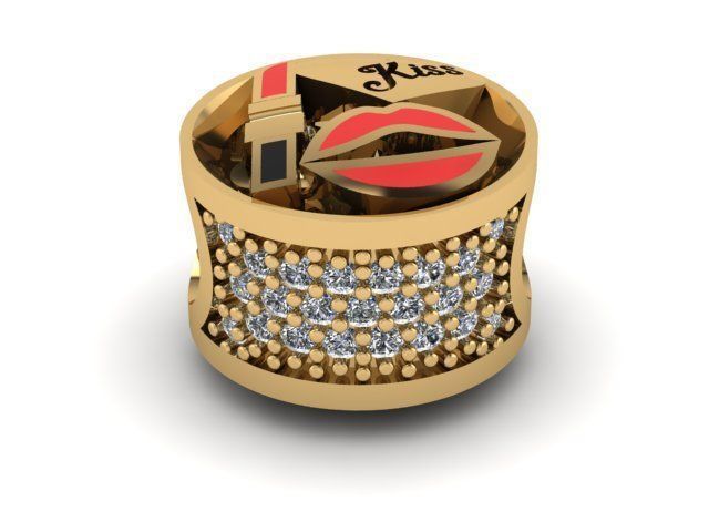 sexy kissing lips charm ball  3D print model_1