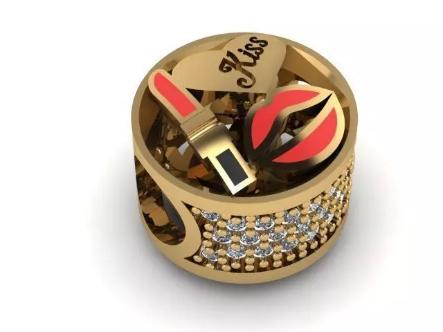 kissing lips charm ball 3D print model