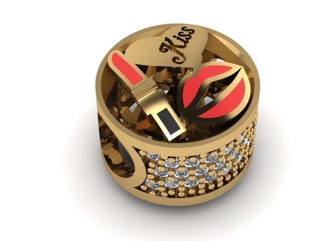 sexy kissing lips charm ball  3D print model