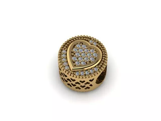 stoned heart charm ball  3D print model_0