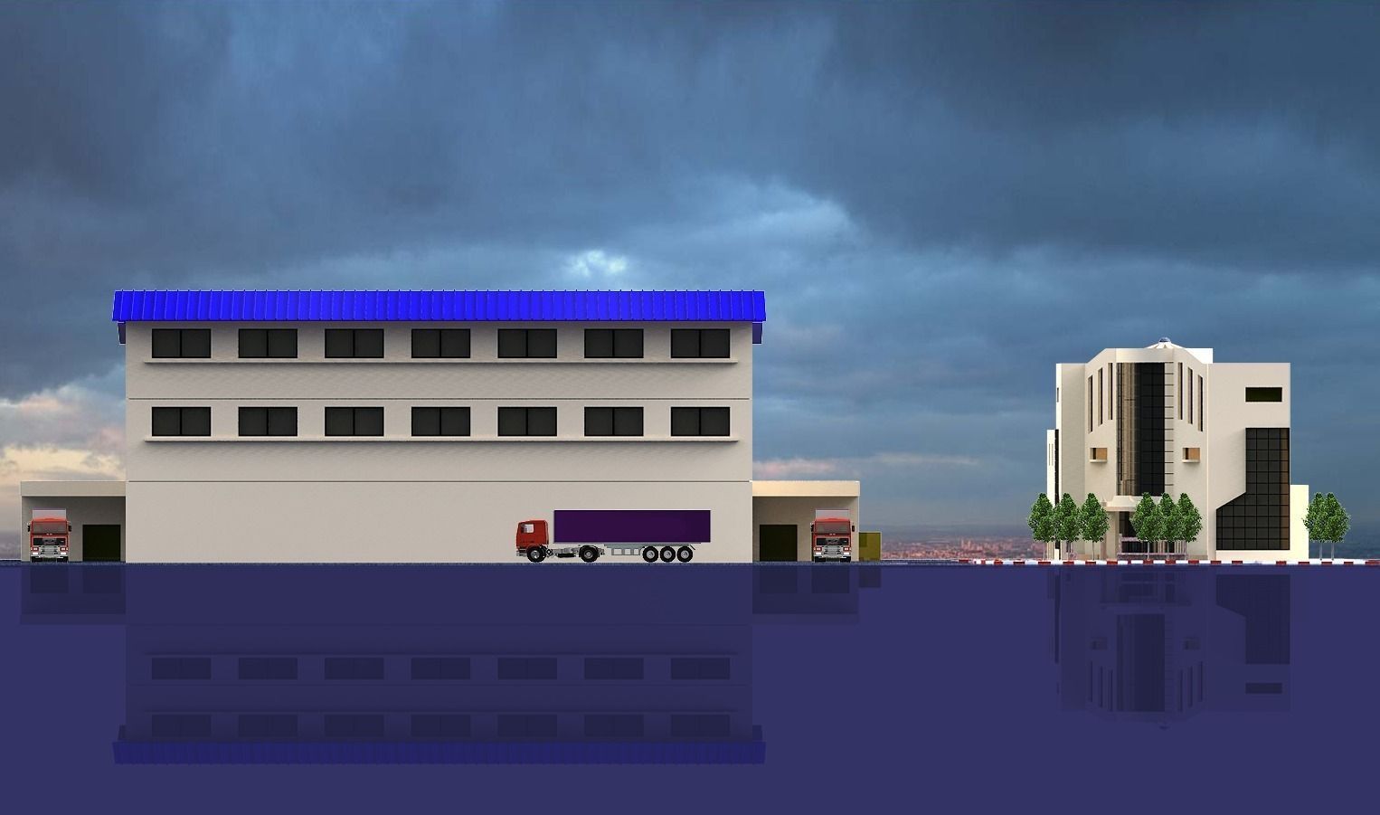 Poultry complex administrative building Free 3D model_2