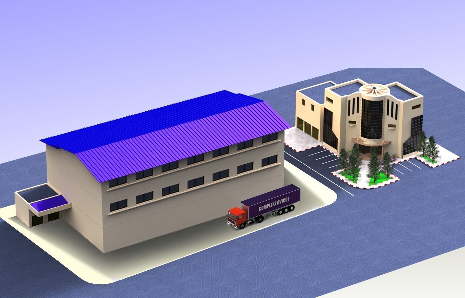 Poultry complex administrative building Free 3D model_1