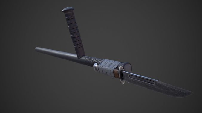Bayoneted Tonfa Low-poly 3D model