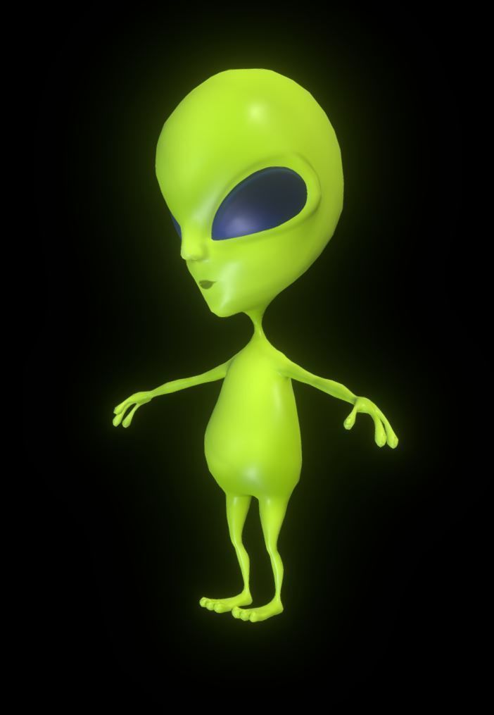 Alien Cartoon Character Low-poly 3D model_3