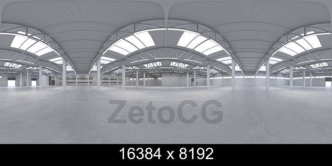 HDRI - Industrial Warehouse Interior 2 - 16384x8192 Texture
