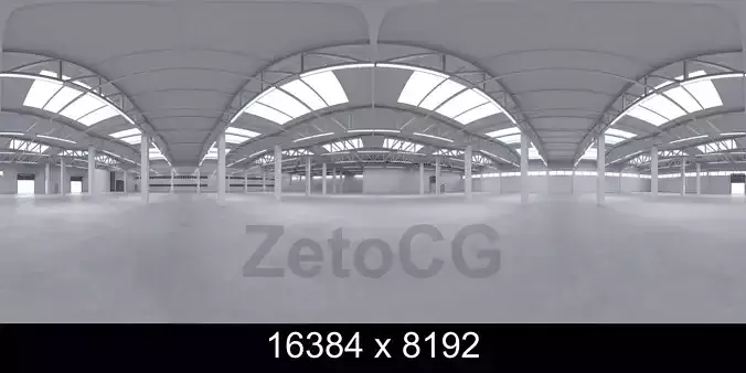 HDRI - Industrial Warehouse Interior 2 - 16384x8192 Texture