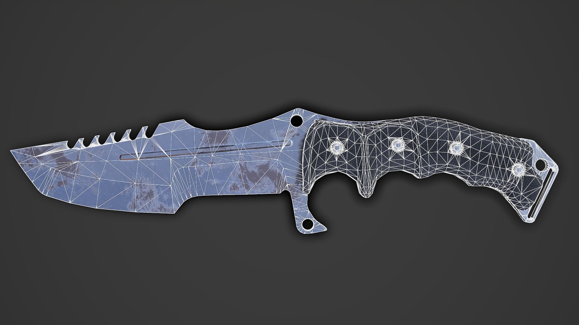 Combat Knife Low-poly 3D model_5