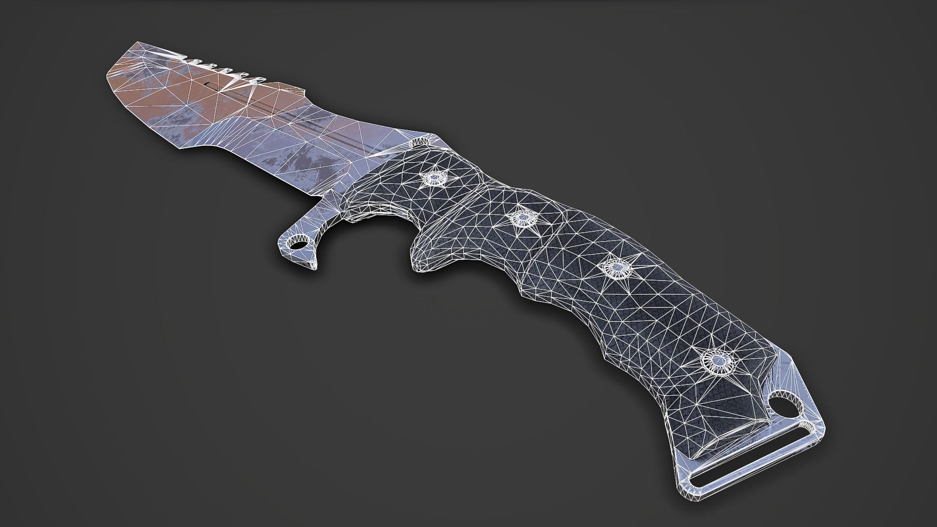 Combat Knife Low-poly 3D model_3
