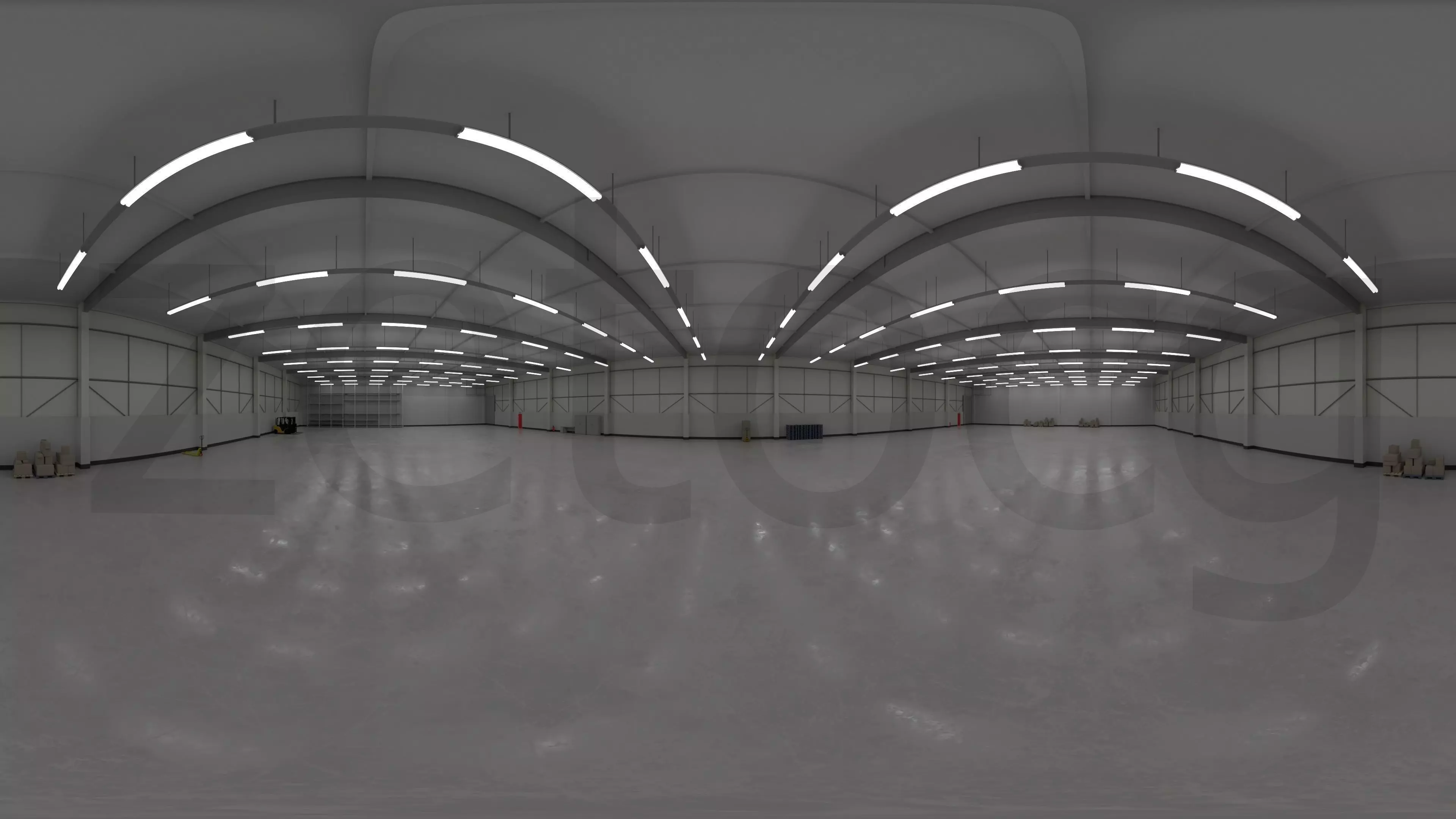 HDRI - Industrial Warehouse Interior 3b Low-poly 3D model_0