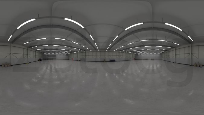HDRI - Industrial Warehouse Interior 3b Low-poly 3D model
