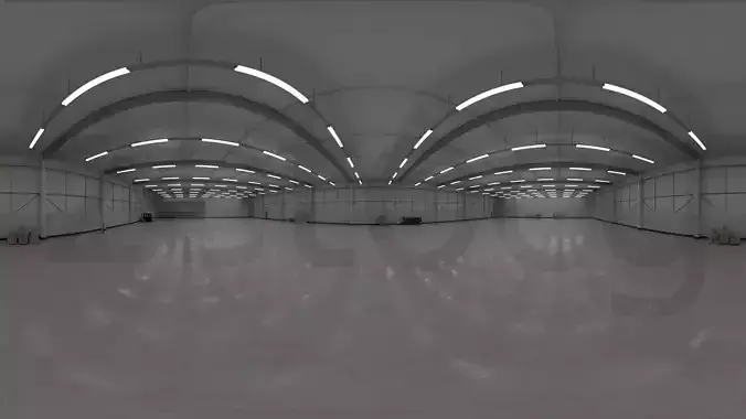 HDRI - Industrial Warehouse Interior 3b Low-poly 3D model