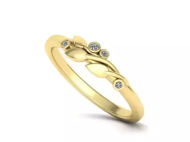 Leaves band ring delicate ring with leaves 4 sizes N0258