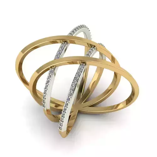 4 rings cross diamond ring gold