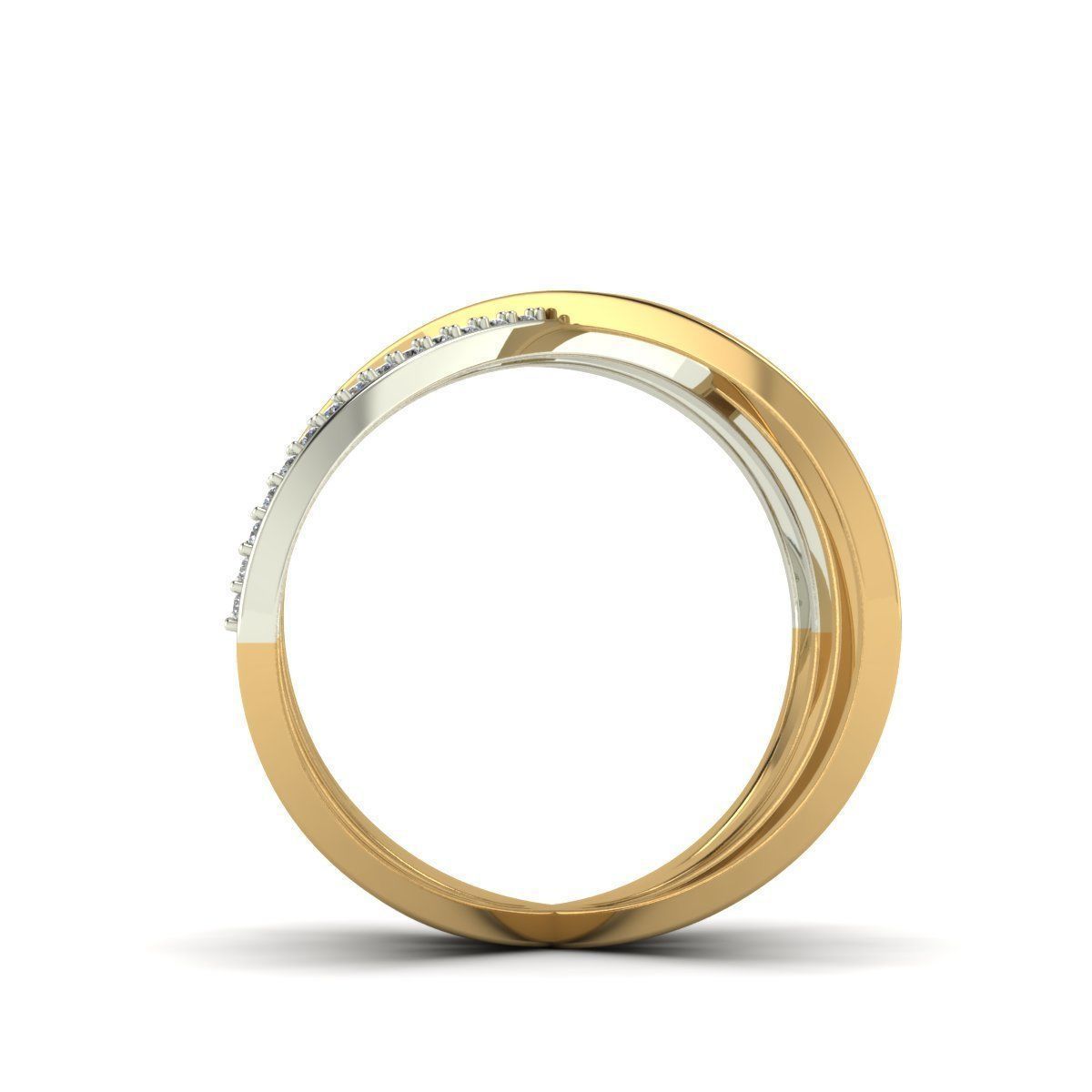 4 rings cross diamond ring gold 3D print model_2