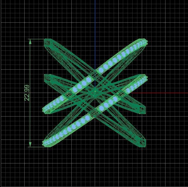 4 rings cross diamond ring gold 3D print model_5