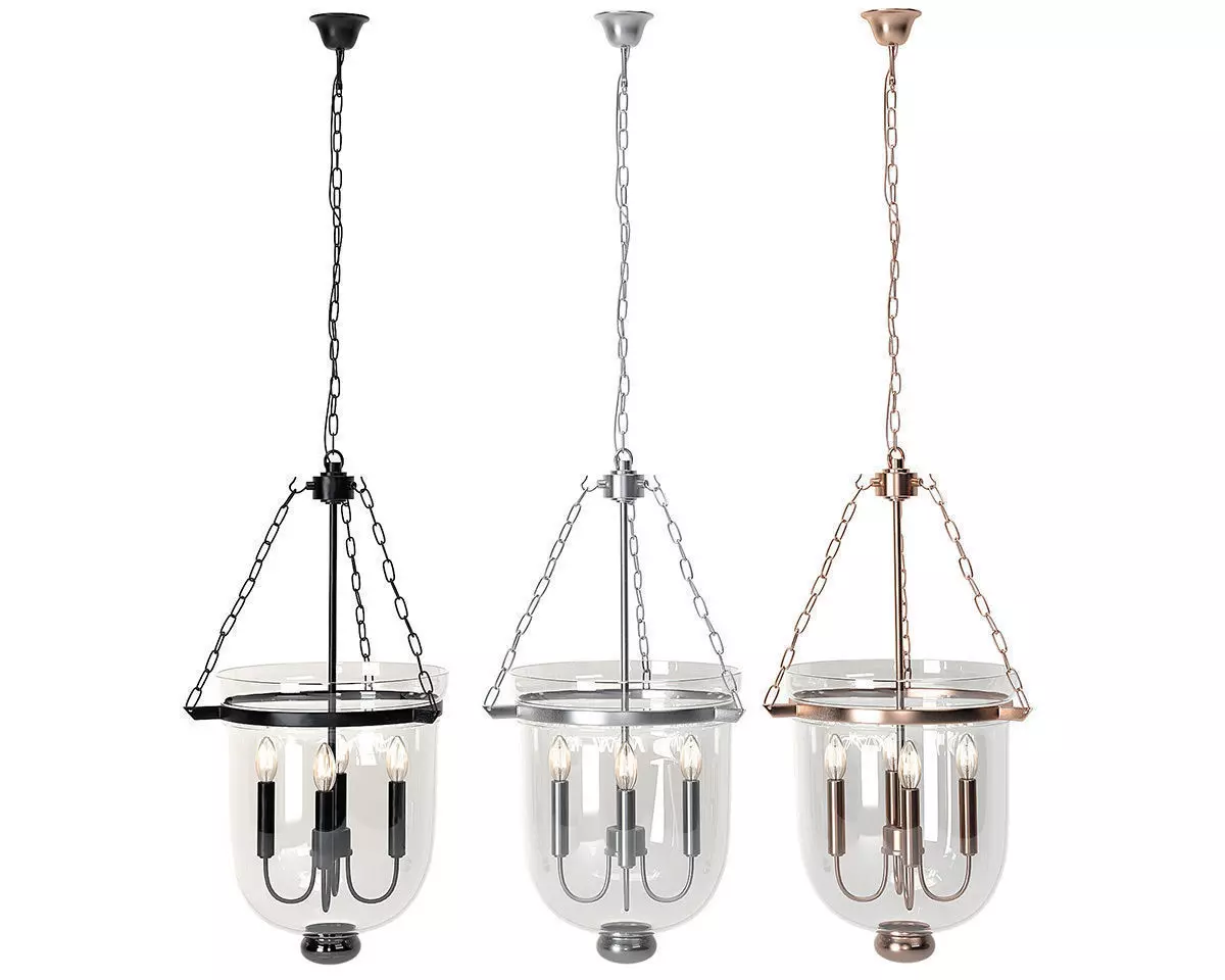 Industrial Clear Glass Pendant Light 3D model_0