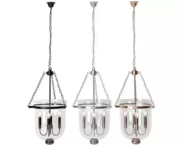 Industrial Clear Glass Pendant Light 3D model