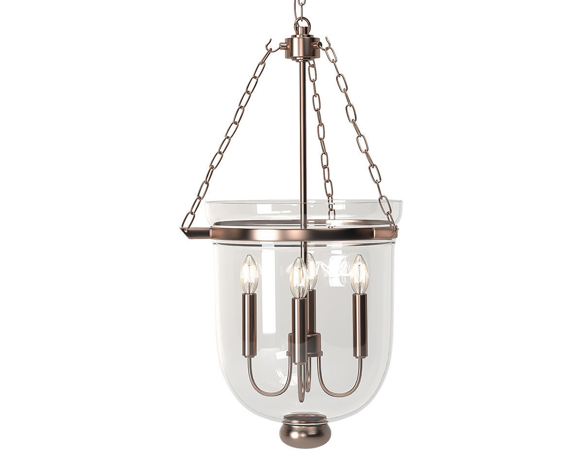 Industrial Clear Glass Pendant Light 3D model_3