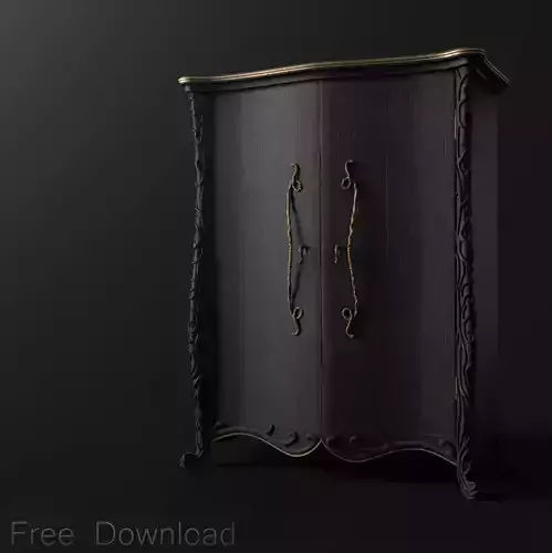 Cupboard ornate wardrobe Free low-poly 3D model