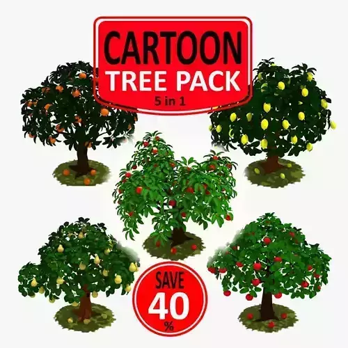 Cartoon Tree Pack Low-poly 3D model