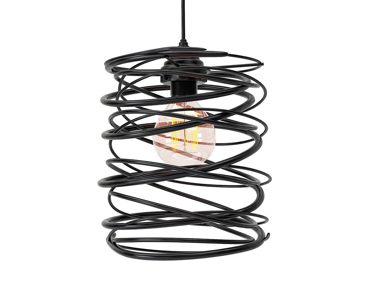 Black Metal Spiral Shade Pendant Light 3D model_3