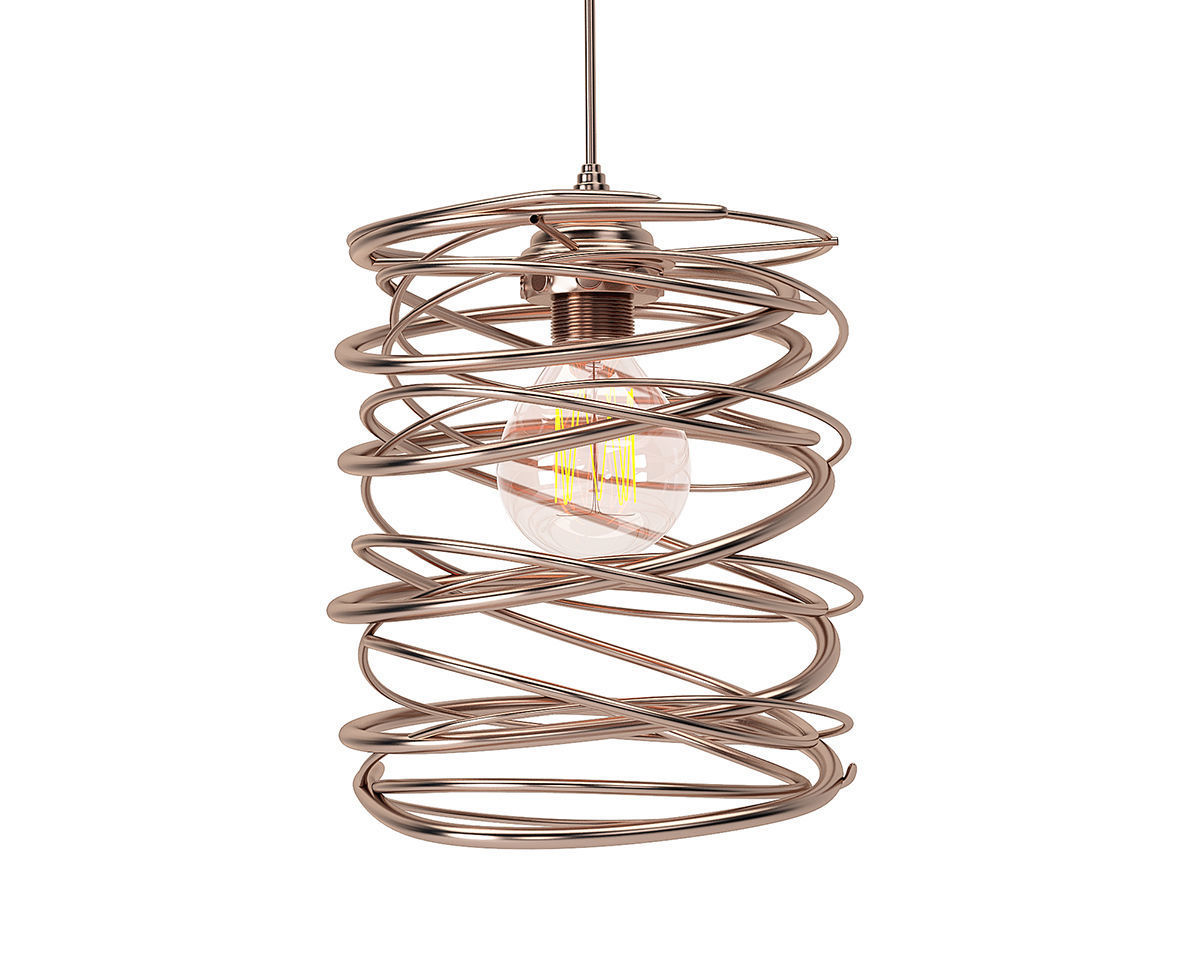 Black Metal Spiral Shade Pendant Light 3D model_2