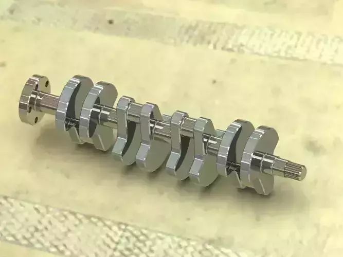 Crankshaft metal on table Free 3D model