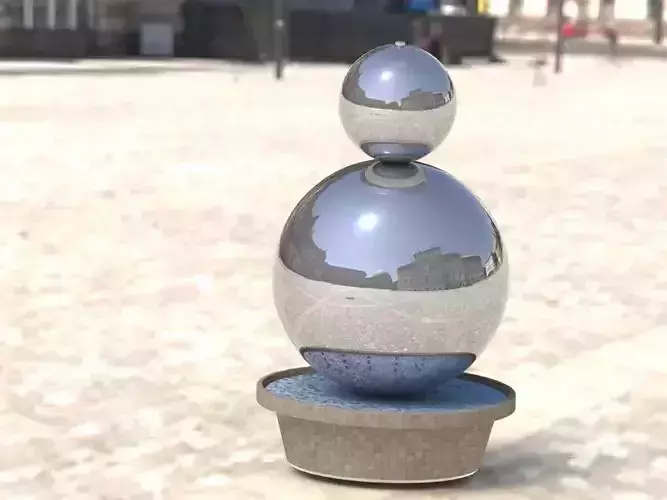 Fountain silver water on city street