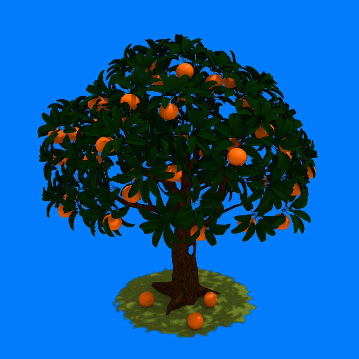 Cartoon Orange Tree Low-poly 3D model_6
