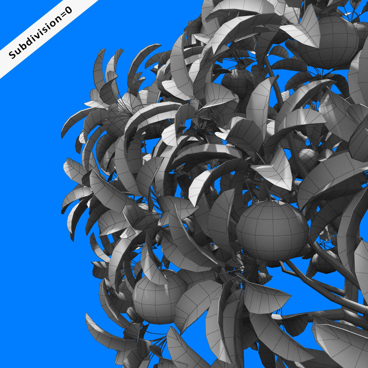 Cartoon Orange Tree Low-poly 3D model_15