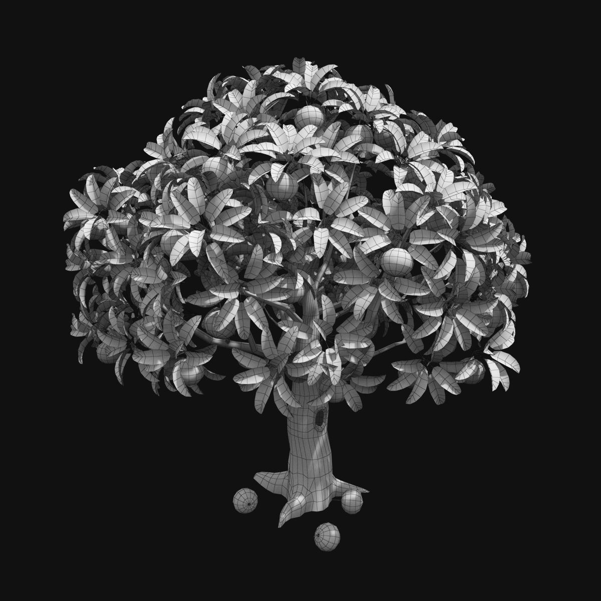 Cartoon Orange Tree Low-poly 3D model_10