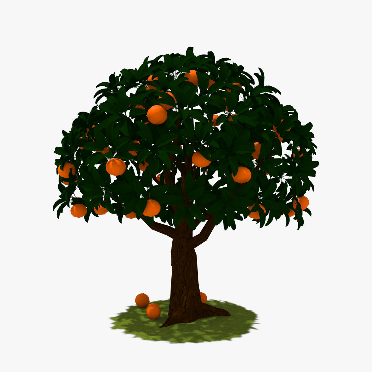 Cartoon Orange Tree Low-poly 3D model_3
