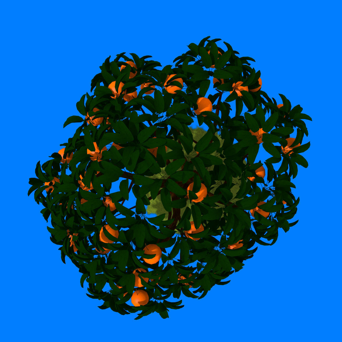 Cartoon Orange Tree Low-poly 3D model_7