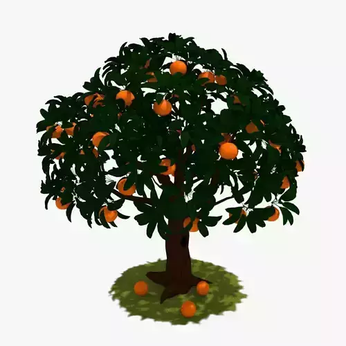Cartoon Orange Tree Low-poly 3D model