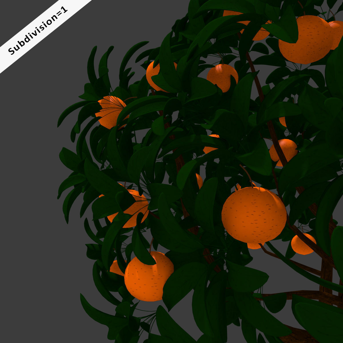 Cartoon Orange Tree Low-poly 3D model_9