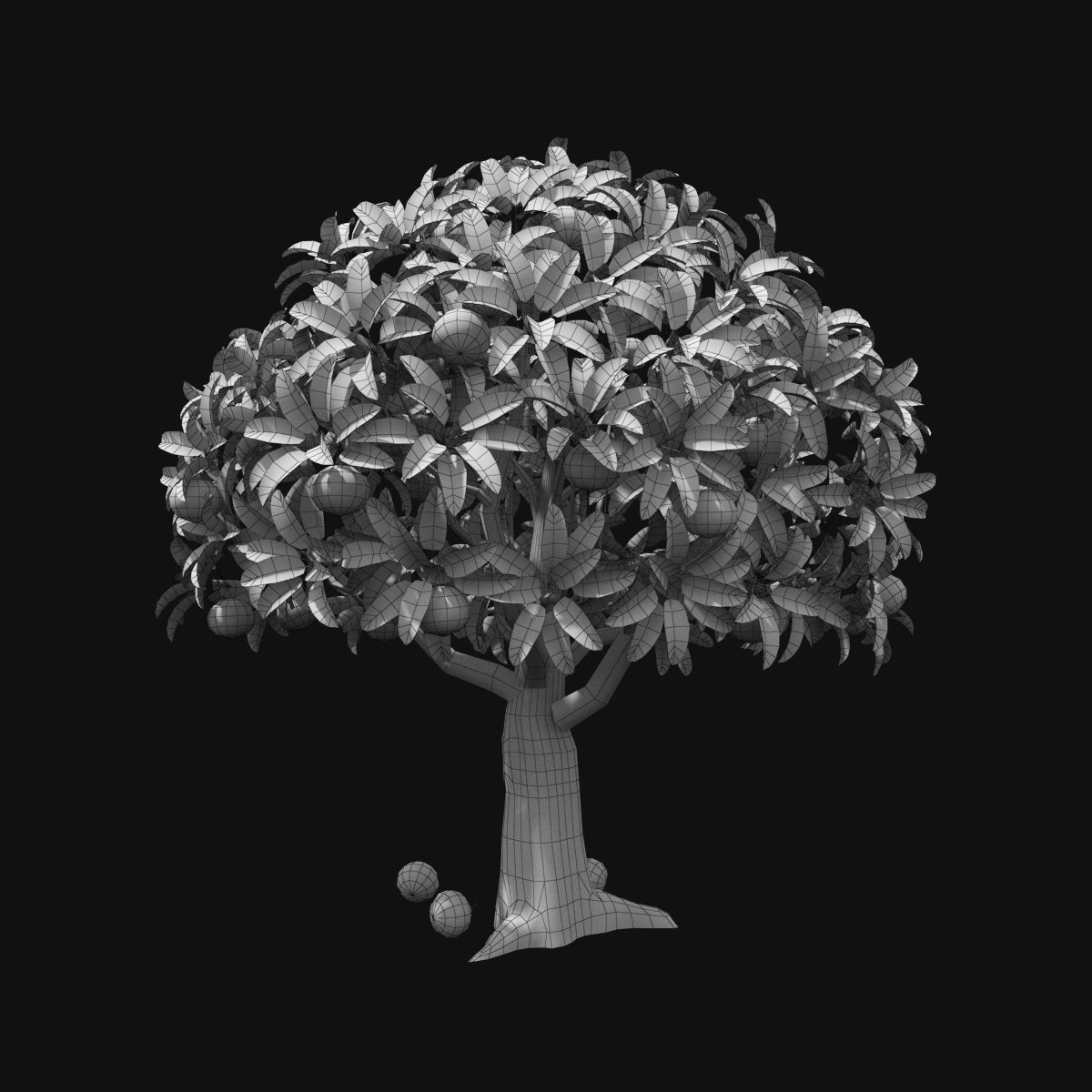 Cartoon Orange Tree Low-poly 3D model_13