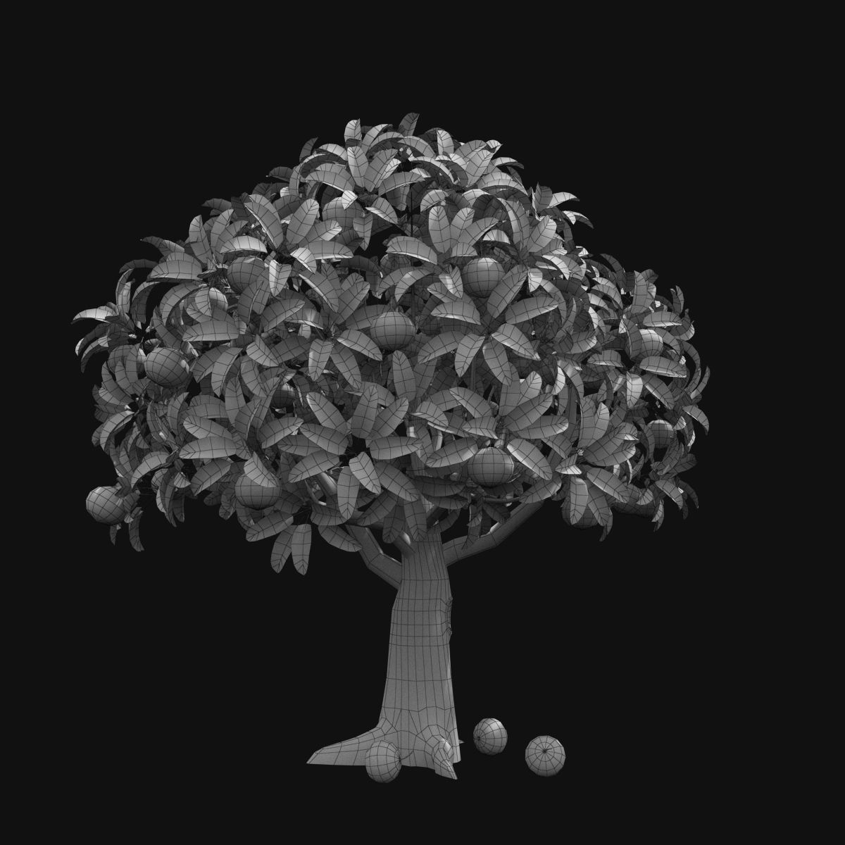 Cartoon Orange Tree Low-poly 3D model_12
