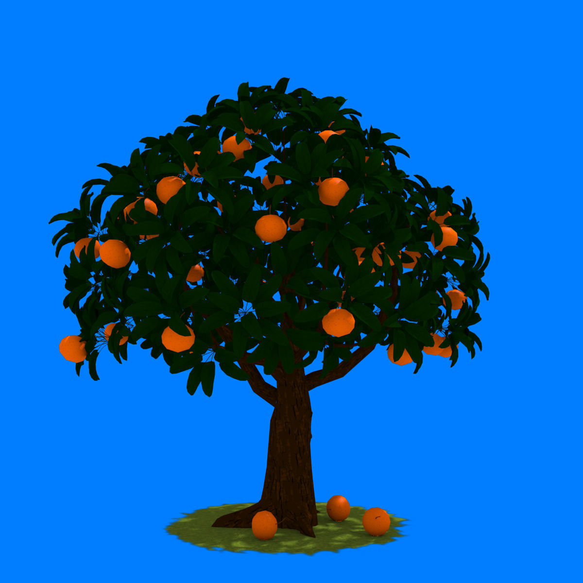 Cartoon Orange Tree Low-poly 3D model_5