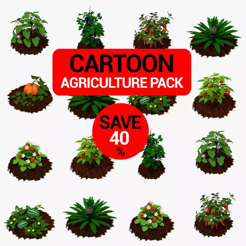 Cartoon Agriculture Pack Low-poly 3D model